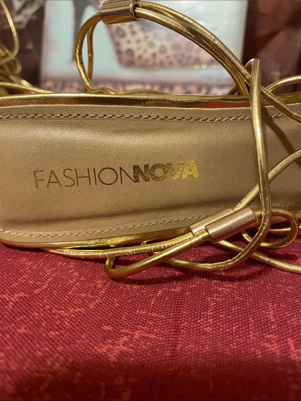 Fashion Nova Metallic Gold Lace-Up Platform Heels